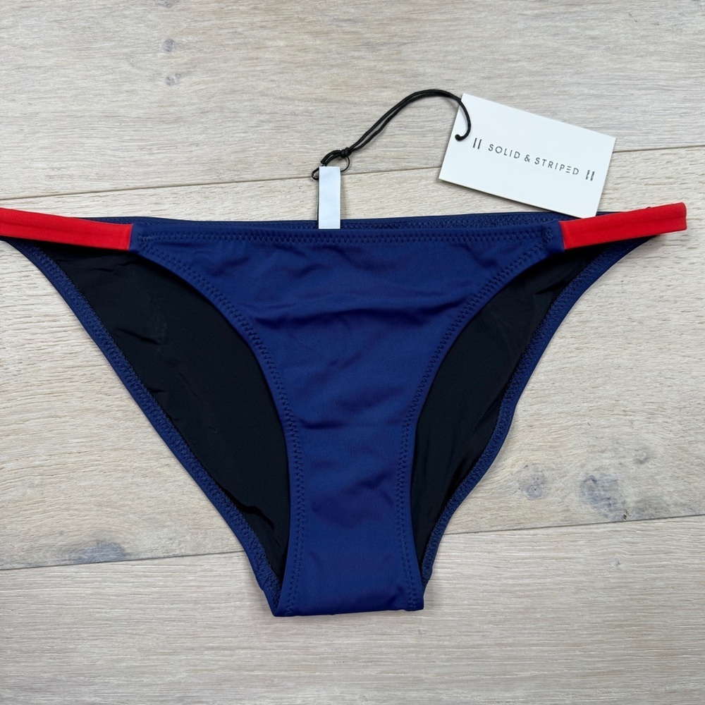 SOLID & STRIPED Blue and Red Bikini Bottom